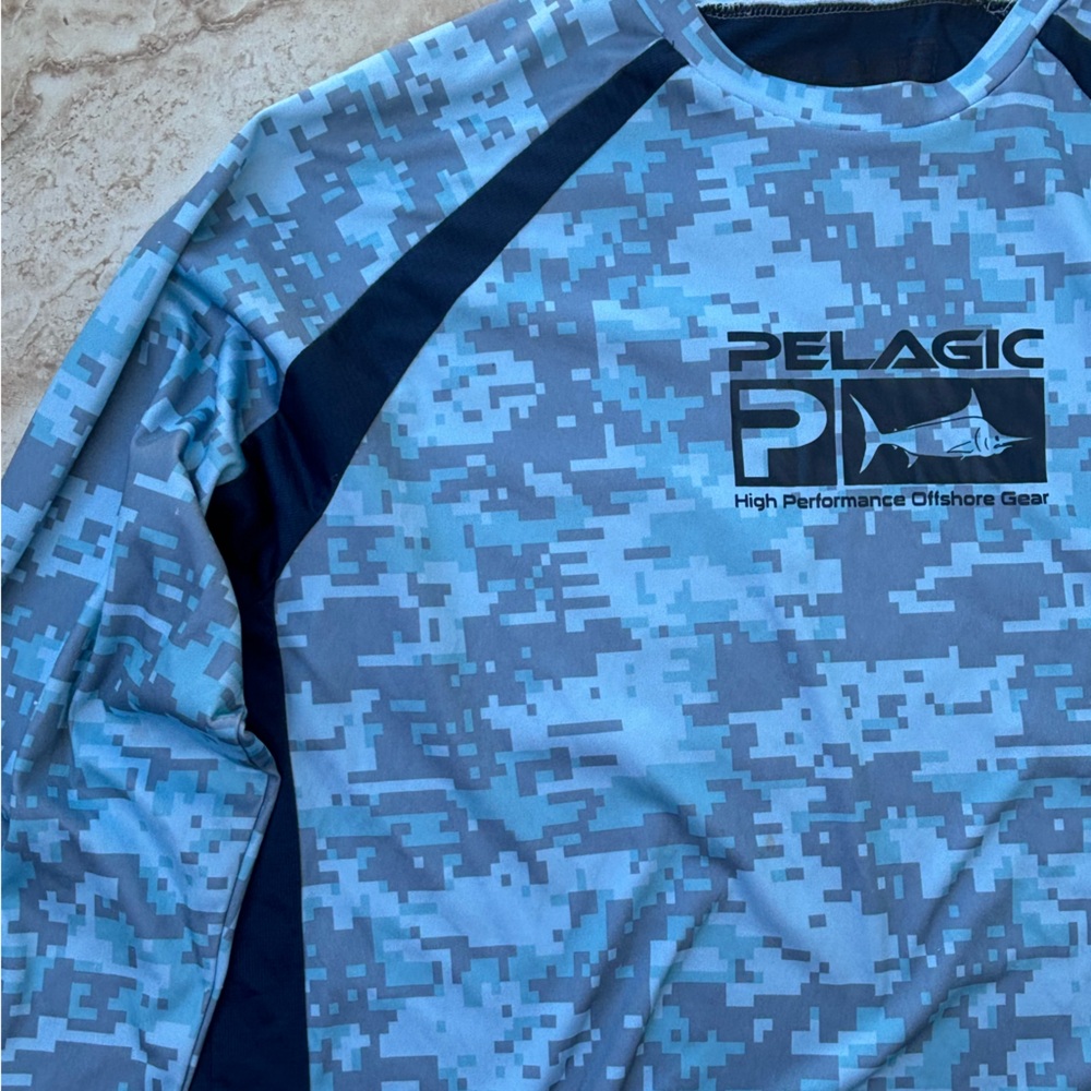 Pelagic VaporTek L/S Shirt, Blue Digital Camo